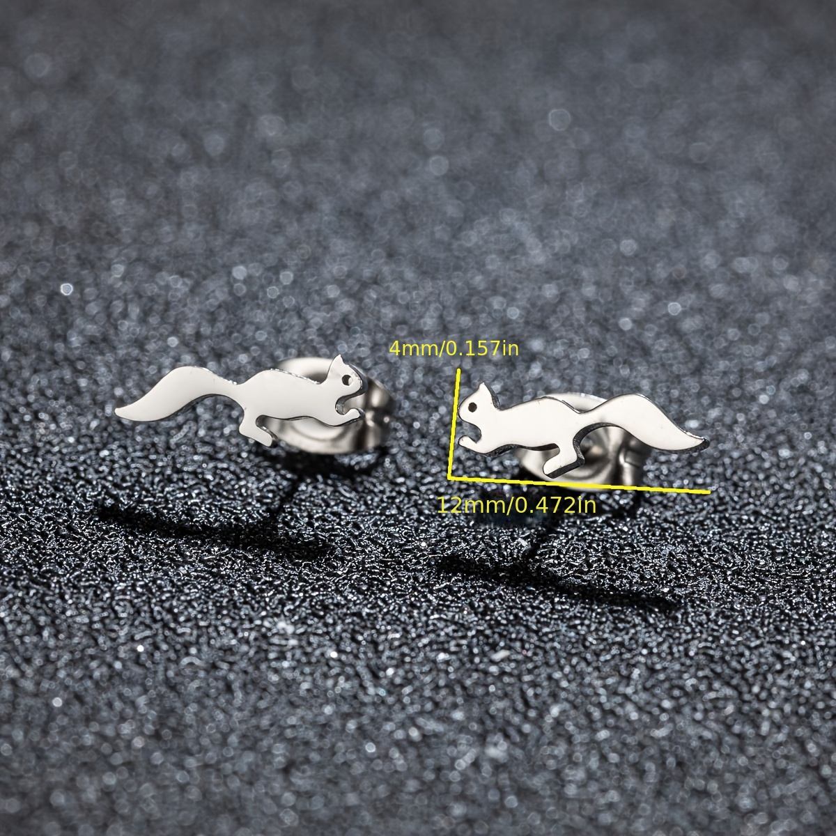 Stainless Steel Squirrel Stud Earrings, Animal Jewellery